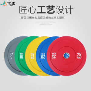 韦步杠铃片大孔全橡胶竞技杠铃深蹲卧推硬拉男士健身家用女士杠铃片