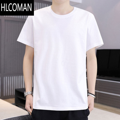 HLCOMAN白色短袖t恤男士情侣2025新款体恤半袖夏季圆领打底汗衫上衣
