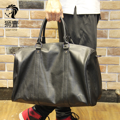 狮壹（Lionone）男士旅行包大容量手提斜挎包男包休闲韩版商务出差单肩包行李包黑色默认颜色