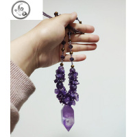 天然紫晶原石吊坠毛衣链女长款项链 高雅时尚百搭四季饰品配饰 JiMi