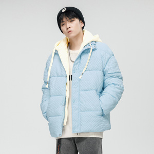 假两件棉衣男士冬季加厚韩版潮牌纯色连帽棉服宽松情侣装棉袄外套