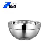 琅柯 304不锈钢碗 双层铂金碗 18cm