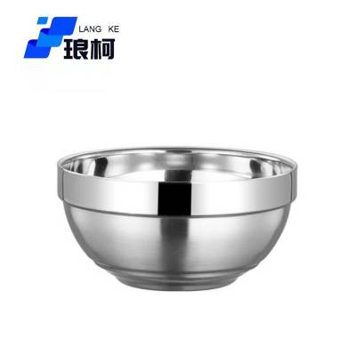 琅柯 304不锈钢碗 双层铂金碗 18cm