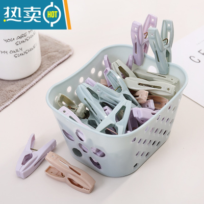 敬平家用防风晾衣夹子多功能晾晒夹子塑料晒衣服被子内衣小号夹30个装 北欧蓝