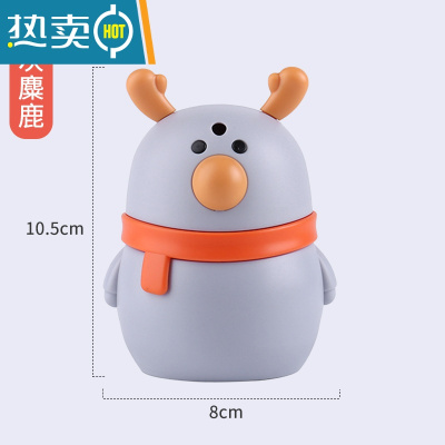 敬平卡通牙签筒创意家用客厅车载自动弹出按压式个性牙签收纳桶牙签盒 浅灰麋鹿