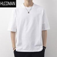 HLCOMANt恤男夏季日系纯色简约圆领短袖男款宽松潮流百搭休闲半截袖