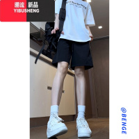 YIBUSHENG紫色运动短裤女2024新款季冰丝速干薄中裤大码宽松休闲五分裤子