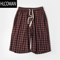 HLCOMAN薄软可外穿 家居裤 男士格子睡裤 起居散步短裤中裤 夏款男装