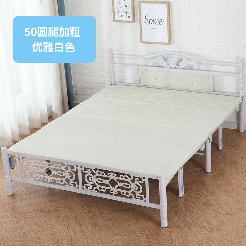 简约折叠床中式午休床木板床双人床单人床家用出租房铁艺加厚成人