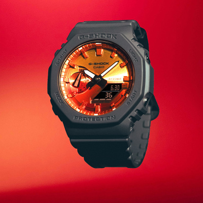 CASIO旗舰店卡西欧手表男款G-SHOCK运动心火八角橡树男士防水运动电子学生石英表男 日韩腕表GA-2100FL