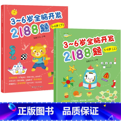 幼儿园大班全脑开发5-6岁 共2本 [正版]3-6岁幼儿全脑开发思维训练2188题 幼儿园书籍全套3到4-5-6岁 儿童