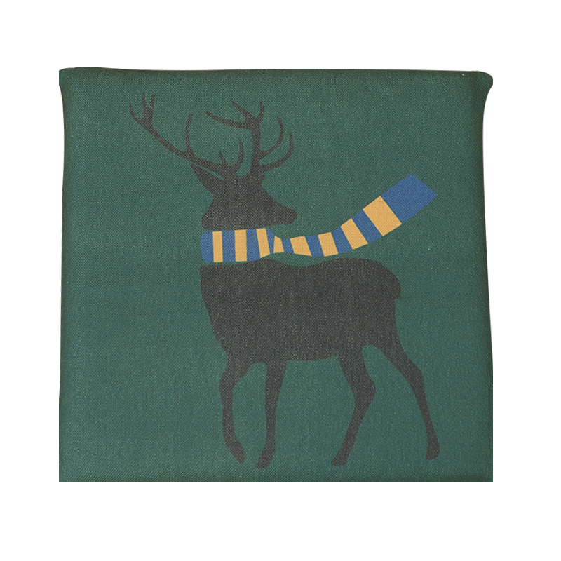 家柏饰(CORATED)北欧椅垫慢性回弹美臀家用餐厅冬季办公室加厚汽车坐垫 绿围巾鹿 40X40*4cm可拆洗