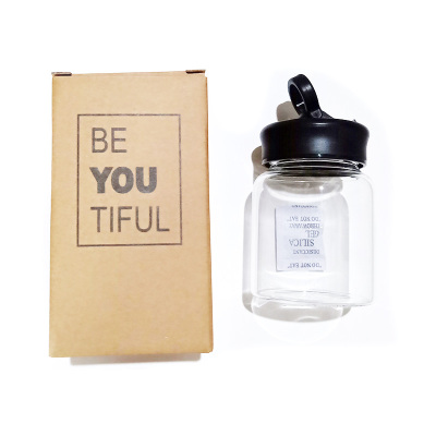 赞恩耐热高硼硅玻璃杯便携女士随手水杯创意柠檬磨砂韩国杯子水瓶花茶杯男士杯宝宝杯儿童玻璃杯300ml