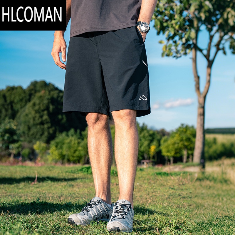 HLCOMAN轻薄速干休闲短裤男士直筒宽松五分裤子夏季松紧腰沙滩中裤