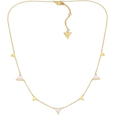 盖尔斯(GUESS)Eco友好多边形水晶项链女士现代时尚环保金属链条三角吊坠