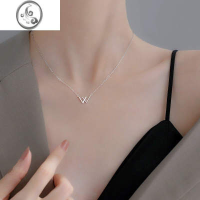 JiMiW字母锁骨链女银银小众设计感高级项链女2023年新款气质轻奢颈链