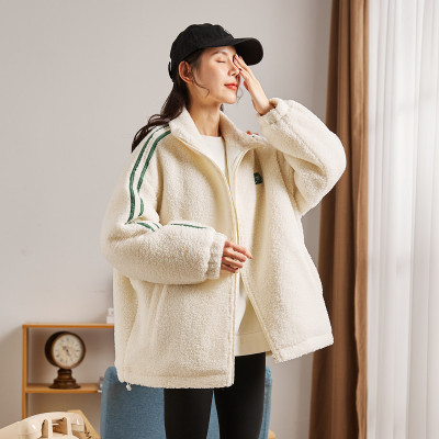 [1折价89.9元,叠加优惠券]唐狮秋冬季外套女韩版宽松小众设计感开衫外套撞色设计休闲潮