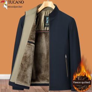 啄木鸟爸爸秋冬夹克中年丝绒加厚夹克40、50岁男士中老年棉衣