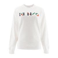 高田贤三(Kenzo)白色圆领纯棉卫衣女款长袖多色徽标印花休闲运动