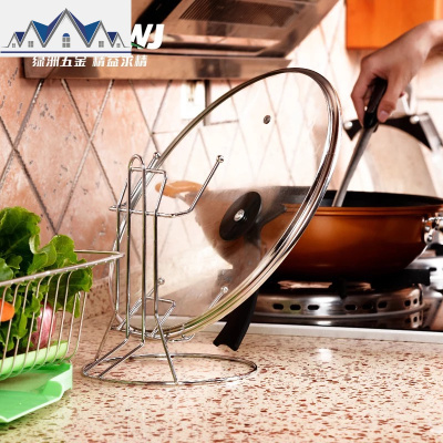 免打孔双层不锈钢架厨房家用台面带接水盘放锅盖架收纳挂架座坐式 三维工匠收纳层架