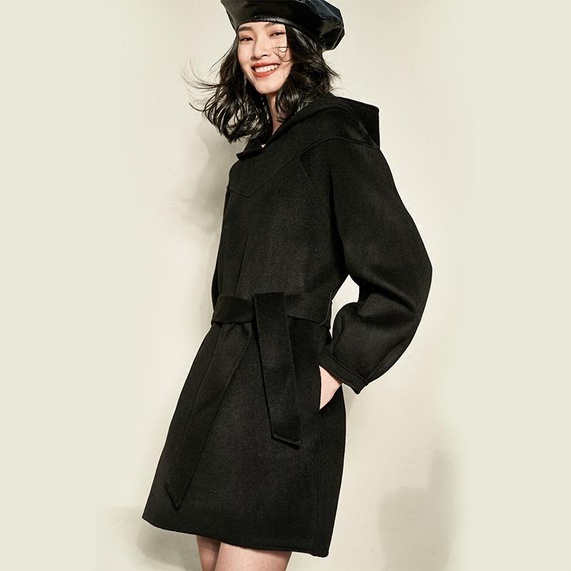 咖啡店新款时尚气质内搭百搭显瘦黑色毛呢裙连衣裙女