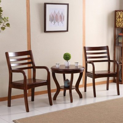 实木阳台小茶几三件套休闲家用客厅沙发中式小户型简约圆形小桌子