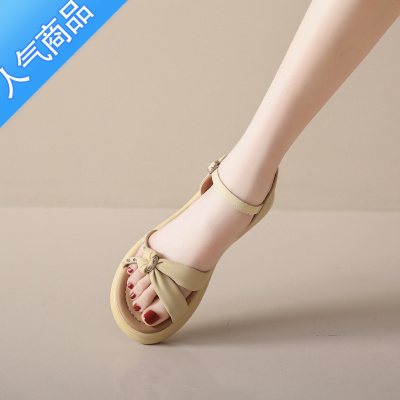 SUNTEK踩屎感凉鞋女2023新款夏季外穿法式绝美平底凉拖时尚仙女风配裙子