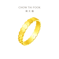 周大福珠宝首饰几何鱼鳞小圆片足金黄金戒指计价F227390送礼七夕礼物