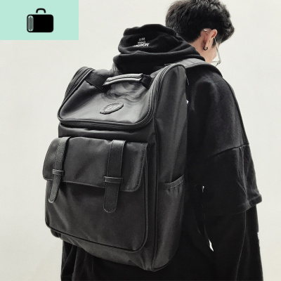 潮牌双肩包男时尚潮流初中生书包女大学生高中休闲大容量旅行背包NEWLAKE黑色黑色现货