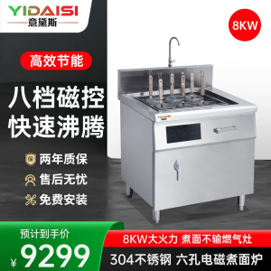意黛斯 YDS-8ZM6S商用多功能煮面炉 云吞米线米粉自动关东煮麻辣烫烫面汤粉炉 6眼六孔不锈钢电热煮面机立式 8KW