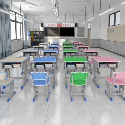 艺可恩升降式中小学生课桌椅学校教室桌培训班学习桌学生家用书桌椅