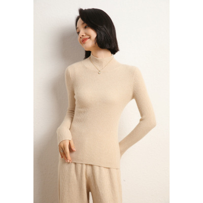 半高领山羊绒衫女修紧身内搭套头毛衣秋冬新款气质针织打底衫