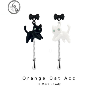 JiMi2023新款猫咪无耳洞耳环原创复古可爱春夏少女耳饰耳夹耳坠耳钉女