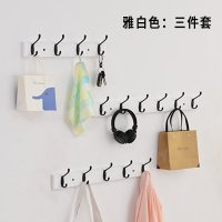 美帮汇实木壁挂衣帽钩后墙上创意挂衣架排钩挂衣钩卧室墙壁衣帽架 三件套雅白色