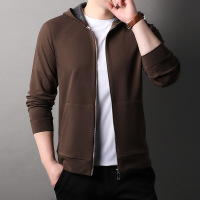 纯色连帽户外休闲外套简约时尚长拉链免烫运动夹克出行男装卫衣