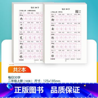 [语文]二年级上 [正版]每日一练数学口算练习纸数字描红练字帖一二三年级字帖练字减压小学生语文每日30字同步练字帖英语字