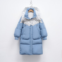 羽绒服新国标90绒女冬新款长款面包服保暖连帽撞色外套