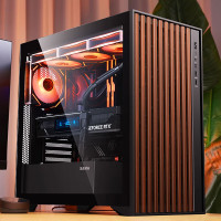 先马森悦ATX台式游戏电脑主机箱木条式前板/玻璃侧透/支持背插式主板/410mm显卡/360水冷位 黑色单机箱