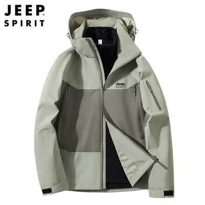 JEEP SPIRIT冲锋外套男女情侣款三合一防泼水秋冬防风保暖两件套登山服