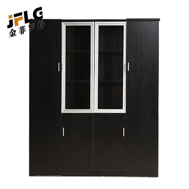金菲罗格简约玻璃柜子带锁书柜木质办公柜 1600*400*2000