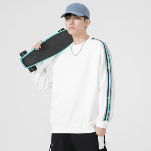 圆领卫衣男装春秋季韩版打底衫套头青少年外套潮纯色衣服