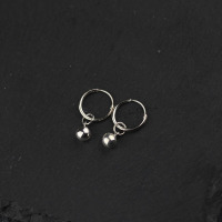 时尚新款潮925纯银耳环女耳钉复古个性简约百搭耳饰小铃铛耳圈送女朋友老婆情人节七夕生日礼物