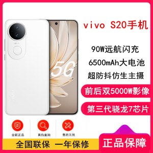 [全新]vivo S20 玉露白 8GB+256GB 第三代骁龙7芯 5G 6500mAh大电池 90W快充 5000万防畸变柔光自拍 拍照 AI 手机