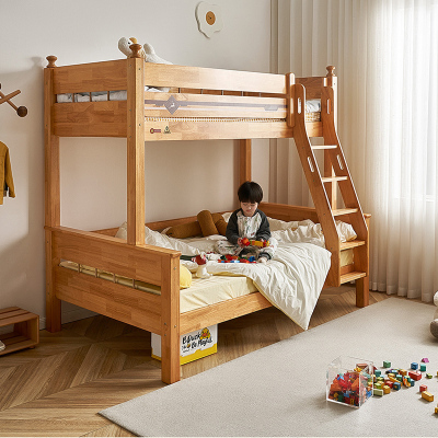 全友家居实木北欧风儿童房卧室儿童上下床爬梯左右可调儿童床高低床