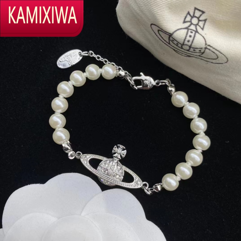 kamixiwa西太后珍珠手链薇薇安土星别针手环满钻百搭个性镀金手饰轻奢
