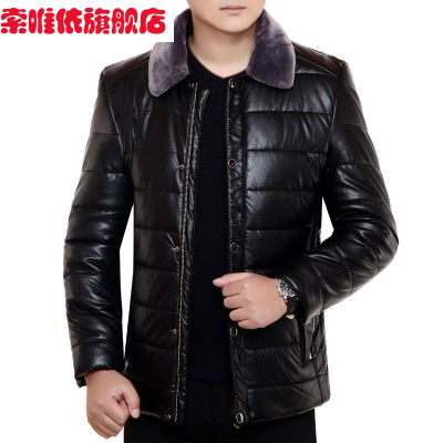 NEWLAKE索唯依2020新款棉衣冬季加绒加厚休闲皮棉袄中年男士PU皮棉衣加厚棉衣