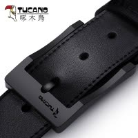 啄木鸟纯男士皮带真皮青年商务休闲韩版时尚学生裤带牛皮针扣腰带