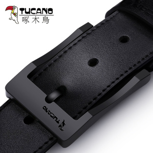 啄木鸟纯男士皮带真皮青年商务休闲韩版时尚学生裤带牛皮针扣腰带