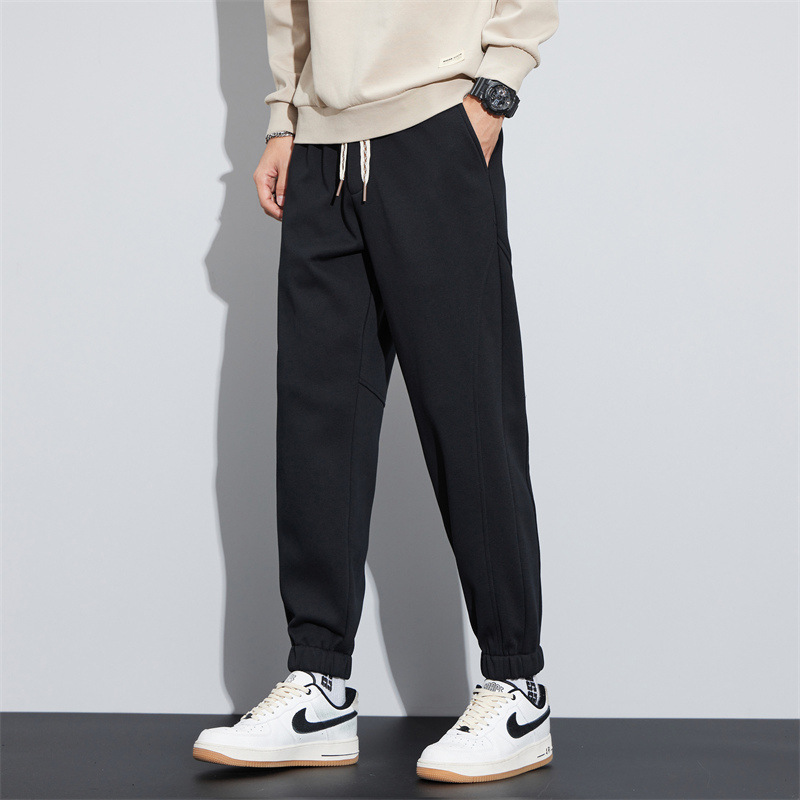 抽绳透气卫裤男黑色宽松束脚裤春夏工装街头长裤潮流男装哈伦裤
