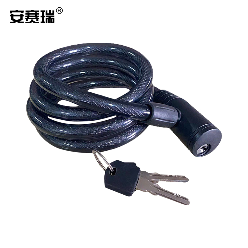 安赛瑞 钢缆锁 电瓶车摩托车单车钢缆锁 直径12mmx1200mm 520205